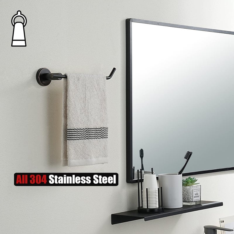 JQK Hand Towel Bar Oil Rubbed Bronze, Stainless Steel Towel Ring for Bathroom, 9 Inch Necklace Holder Wall Mount Right Hand, TR100-ORB - Image 3
